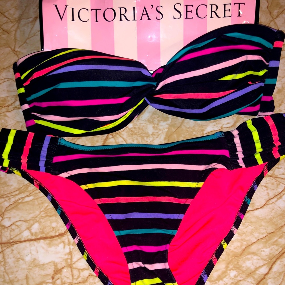 Victorias Secret Bikini Set Multi Bandeau Tube